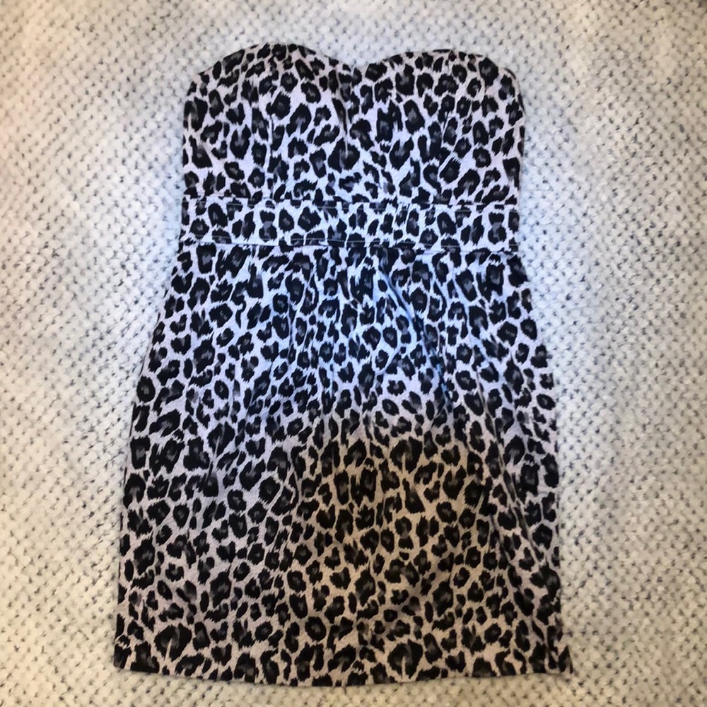 Cheetah print strapless mini dress